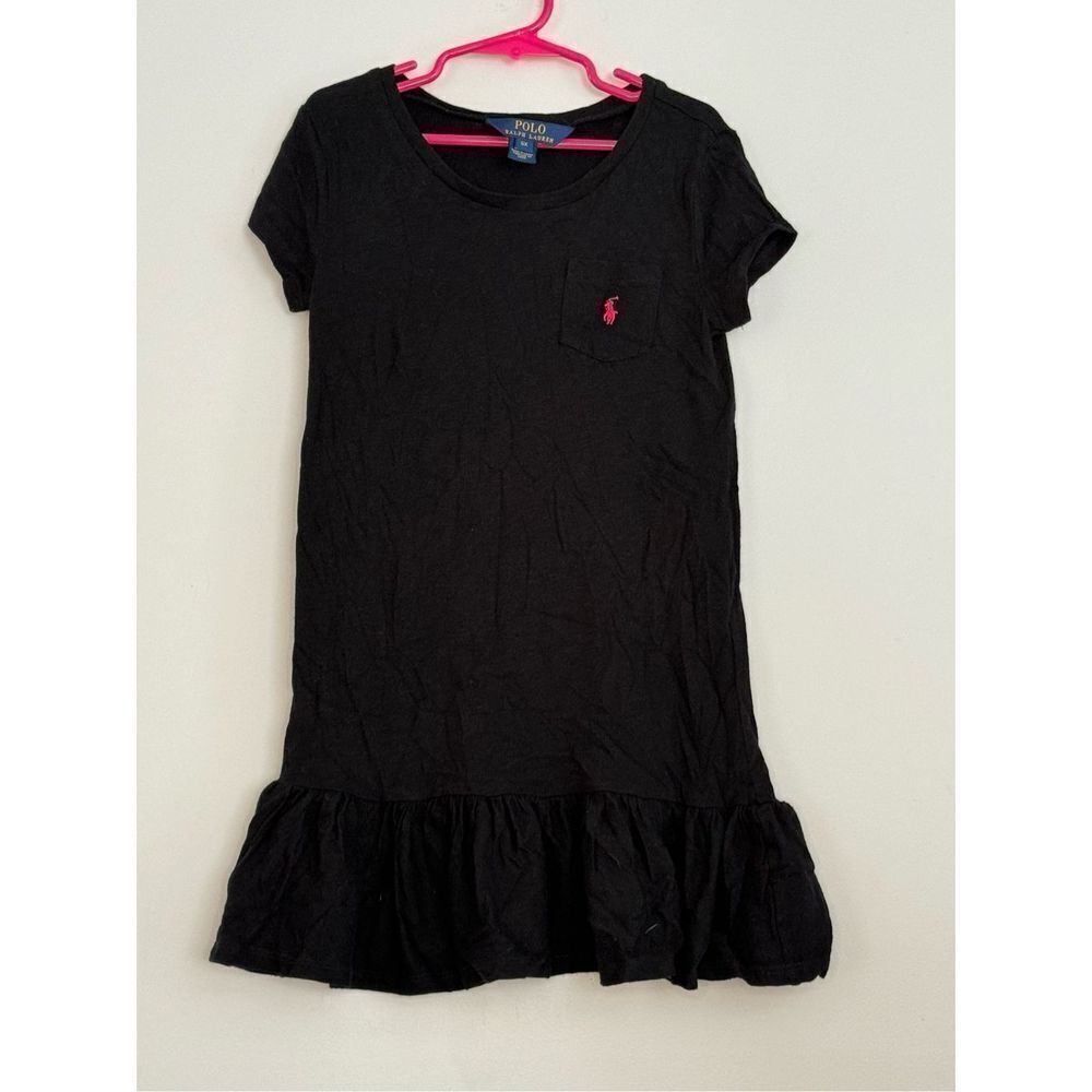 Little girls 6x Ralph Lauren dress black with pink logo